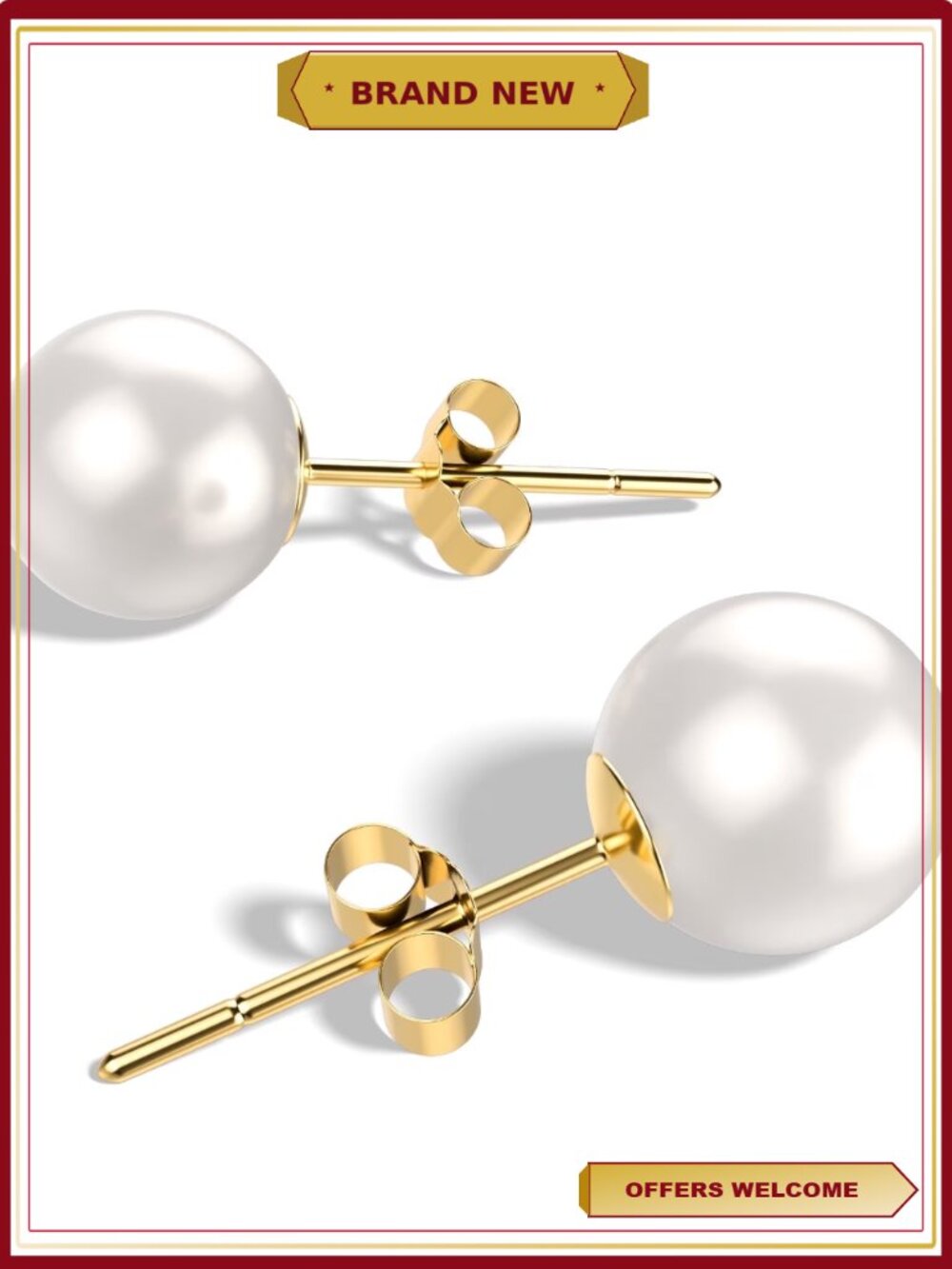 4 CT Cultured Pearl Earrings 18K Gold Plated Halo Drop